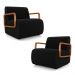 Kit 2 Poltronas Decorativa Sala de Estar Odessa Braços em Madeira Veludo Preto G33 - Gran Belo