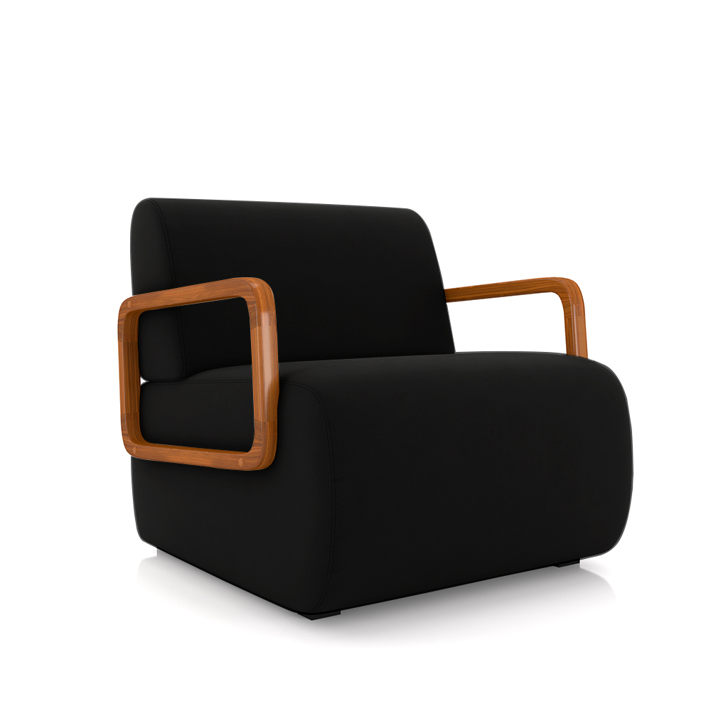 Kit 2 Poltronas Decorativa Sala de Estar Odessa Braços em Madeira Veludo Preto G33 - Gran Belo