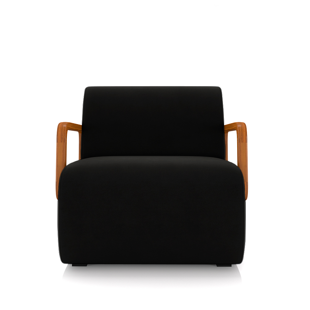 Kit 2 Poltronas Decorativa Sala de Estar Odessa Braços em Madeira Veludo Preto G33 - Gran Belo