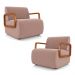 Kit 2 Poltronas Decorativa Sala de Estar Odessa Braços em Madeira Veludo Rosê G33 - Gran Belo