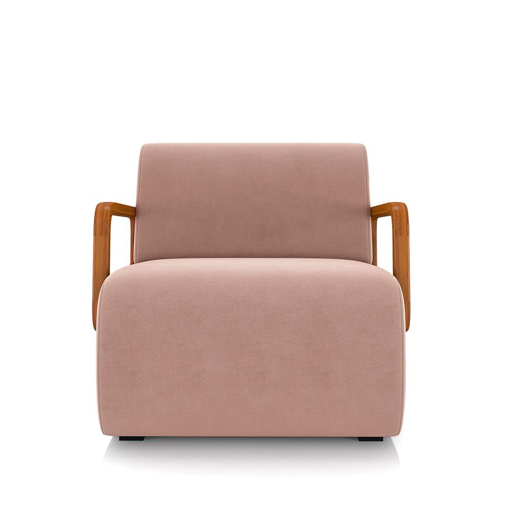 Kit 2 Poltronas Decorativa Sala de Estar Odessa Braços em Madeira Veludo Rosê G33 - Gran Belo