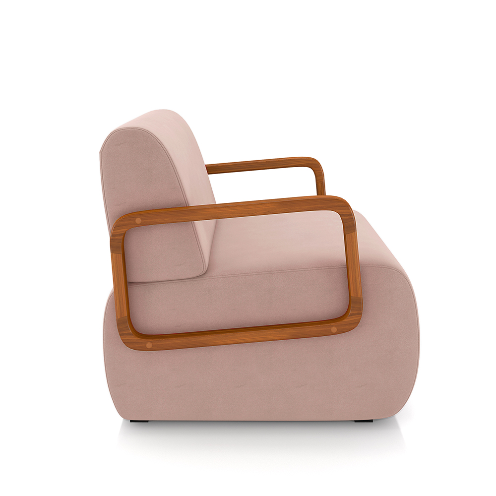 Kit 2 Poltronas Decorativa Sala de Estar Odessa Braços em Madeira Veludo Rosê G33 - Gran Belo