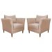 Kit 2 Poltronas Decorativa Sala de Estar Pés Palito Lubbock Couro Bege G58 - Gran Belo