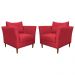 Kit 2 Poltronas Decorativa Sala de Estar Pés Palito Lubbock Couro Vermelho G58 - Gran Belo