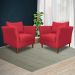 Kit 2 Poltronas Decorativa Sala de Estar Pés Palito Lubbock Couro Vermelho G58 - Gran Belo