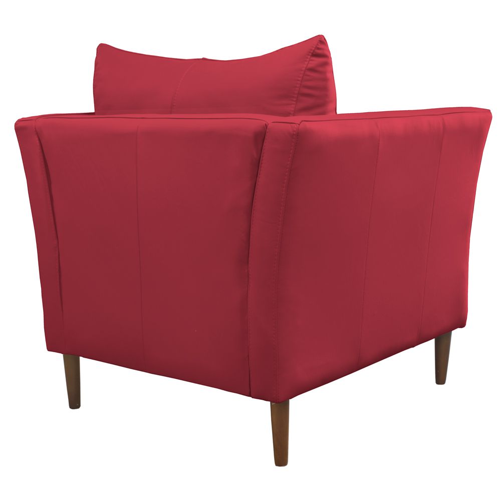 Kit 2 Poltronas Decorativa Sala de Estar Pés Palito Lubbock Couro Vermelho G58 - Gran Belo