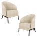 Kit 2 Poltronas Decorativa Sala de Estar kenya Pés em Ferro Bouclê Preto/Bege G33 - Gran Belo