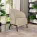 Kit 2 Poltronas Decorativa Sala de Estar kenya Pés em Ferro Bouclê Preto/Bege G33 - Gran Belo