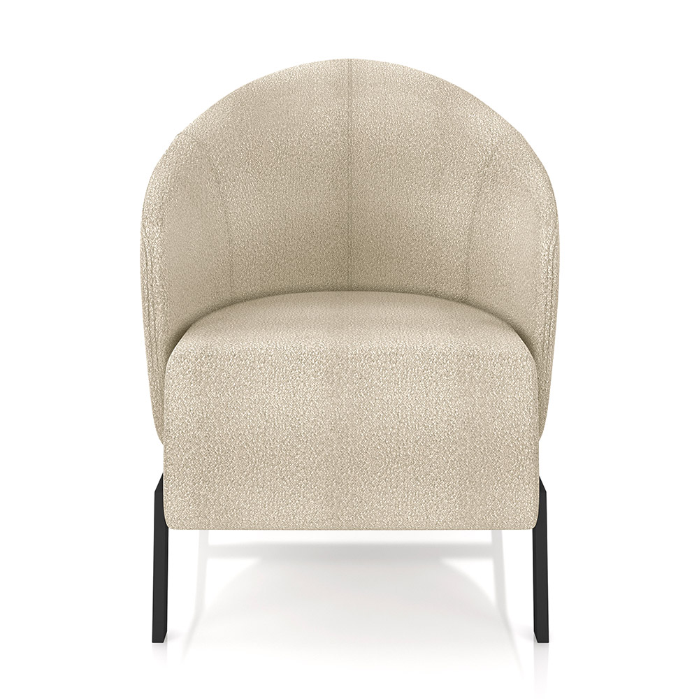 Kit 2 Poltronas Decorativa Sala de Estar kenya Pés em Ferro Bouclê Preto/Bege G33 - Gran Belo