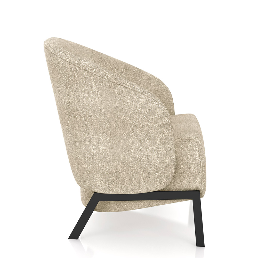 Kit 2 Poltronas Decorativa Sala de Estar kenya Pés em Ferro Bouclê Preto/Bege G33 - Gran Belo