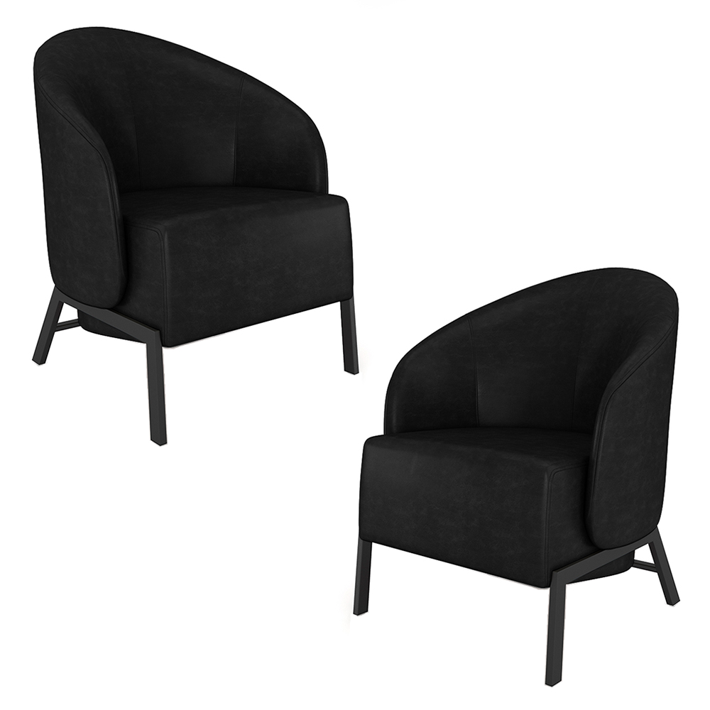 Kit 2 Poltronas Decorativa Sala de Estar kenya Pés em Ferro Pu Preto G33 - Gran Belo
