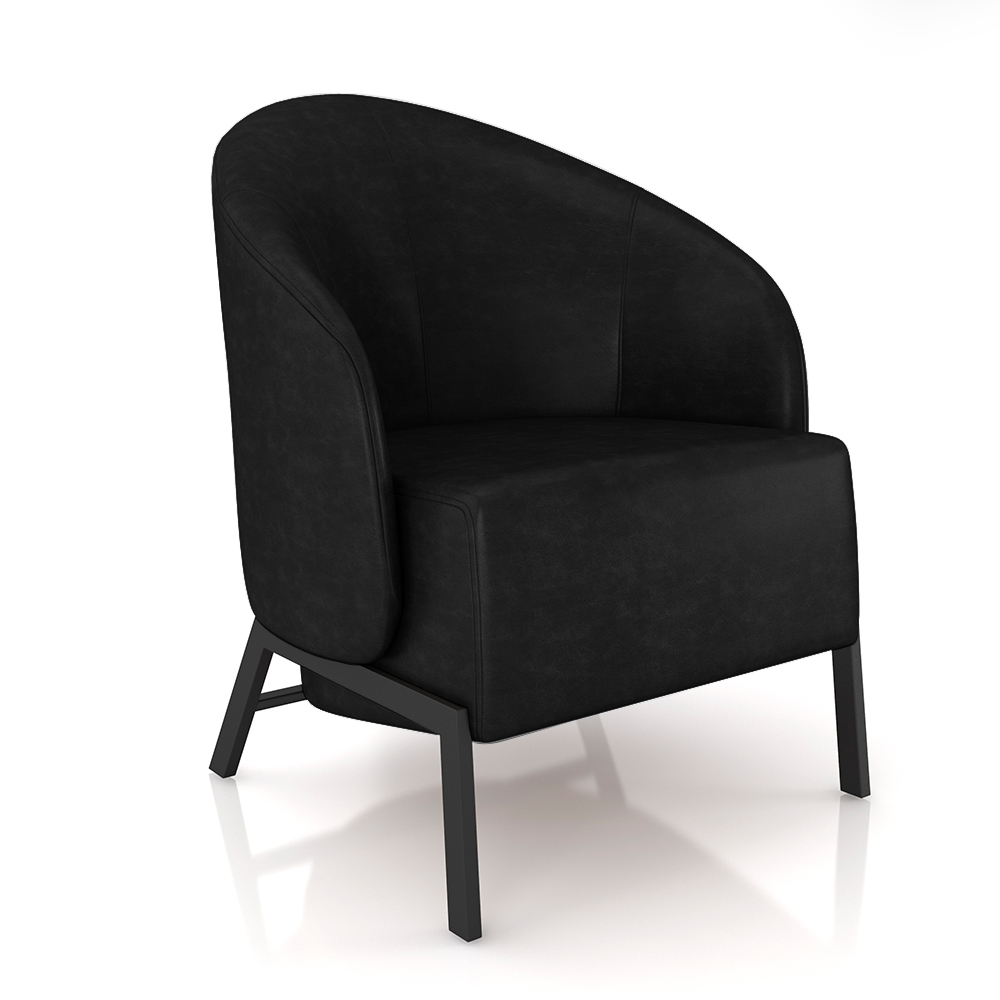 Kit 2 Poltronas Decorativa Sala de Estar kenya Pés em Ferro Pu Preto G33 - Gran Belo
