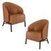 Kit 2 Poltronas Decorativa Sala de Estar kenya Pés em Ferro Pu Preto/Caramelo G33 - Gran Belo