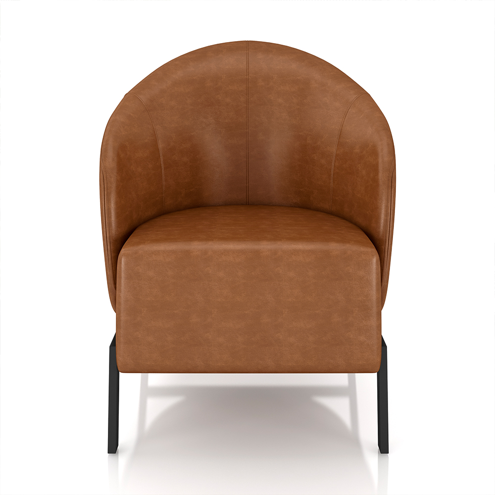 Kit 2 Poltronas Decorativa Sala de Estar kenya Pés em Ferro Pu Preto/Caramelo G33 - Gran Belo
