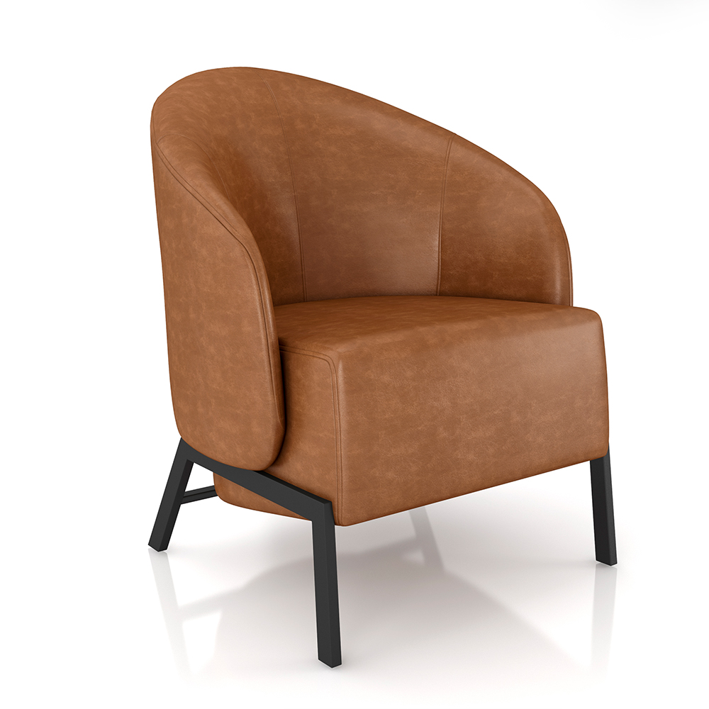 Kit 2 Poltronas Decorativa Sala de Estar kenya Pés em Ferro Pu Preto/Caramelo G33 - Gran Belo