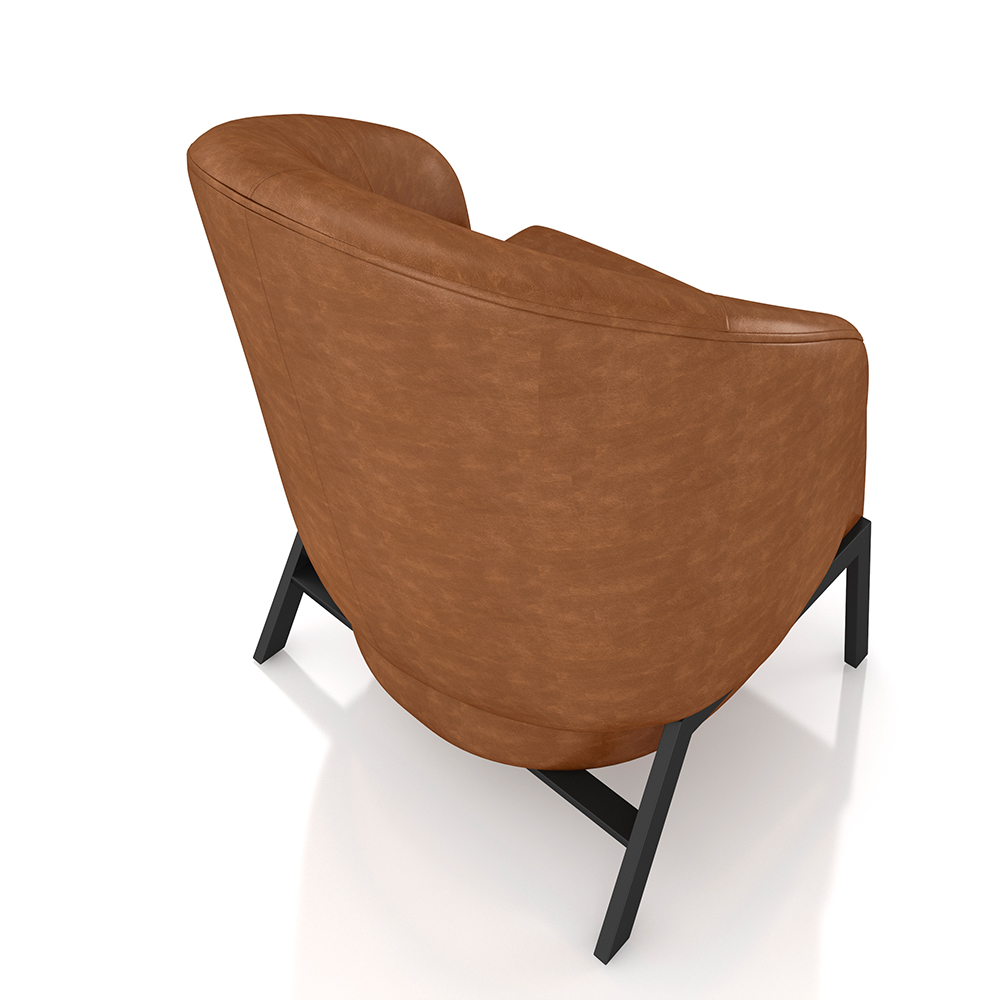 Kit 2 Poltronas Decorativa Sala de Estar kenya Pés em Ferro Pu Preto/Caramelo G33 - Gran Belo