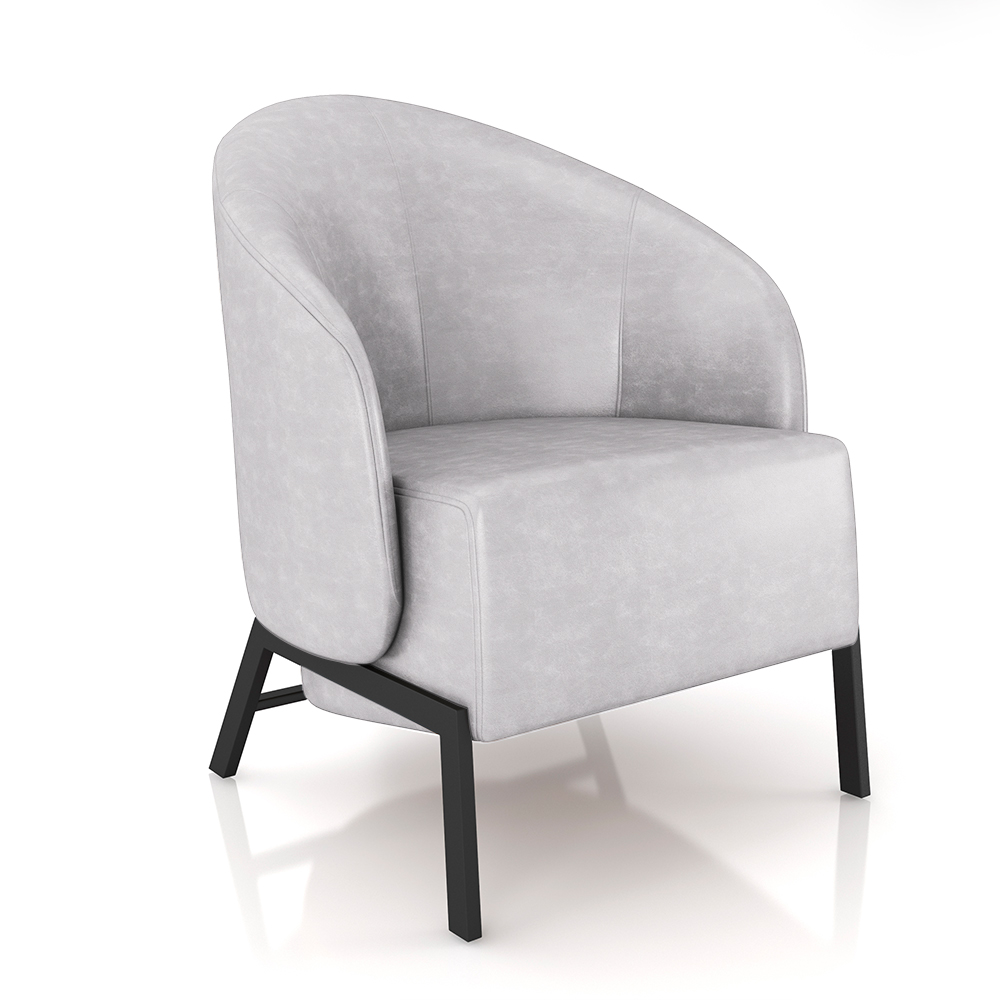 Kit 2 Poltronas Decorativa Sala de Estar kenya Pés em Ferro Pu Preto/Cinza G33 - Gran Belo