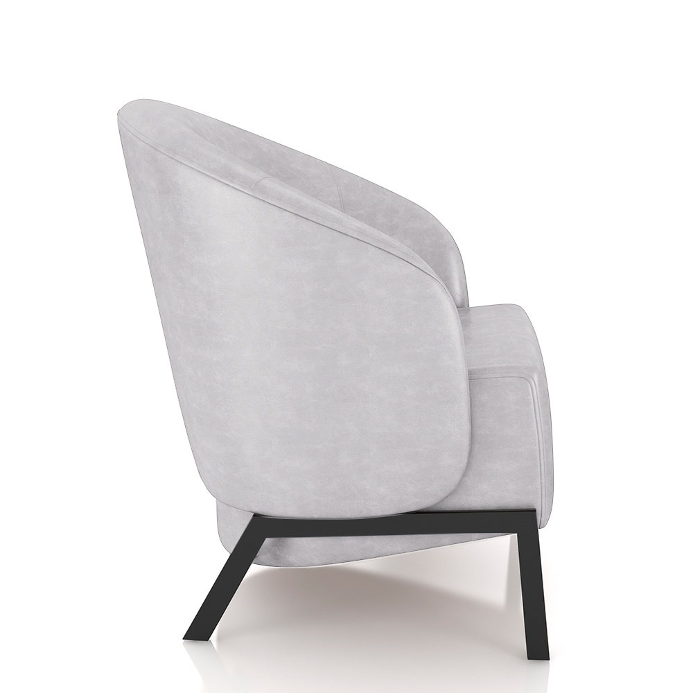 Kit 2 Poltronas Decorativa Sala de Estar kenya Pés em Ferro Pu Preto/Cinza G33 - Gran Belo