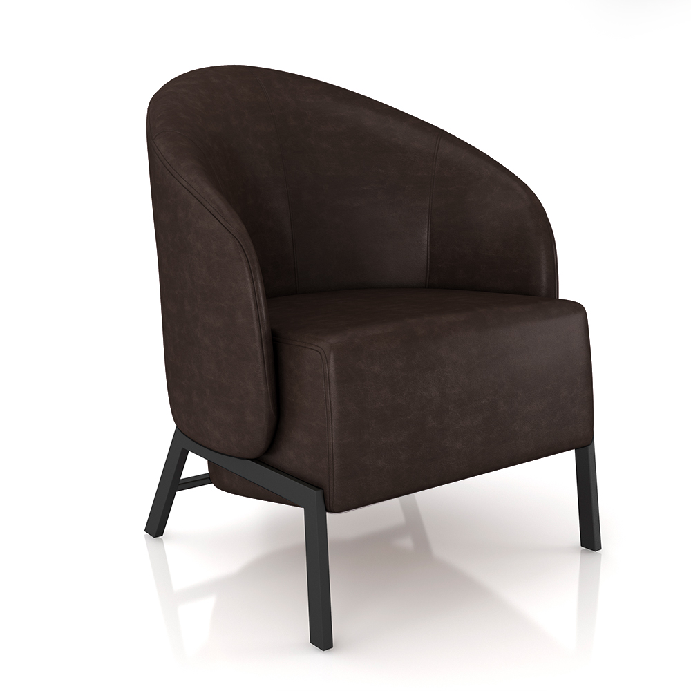 Kit 2 Poltronas Decorativa Sala de Estar kenya Pés em Ferro Pu Preto/Marrom G33 - Gran Belo