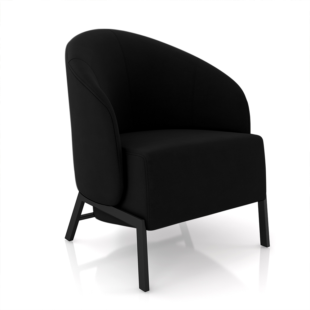 Kit 2 Poltronas Decorativa Sala de Estar kenya Pés em Ferro Veludo Preto G33 - Gran Belo
