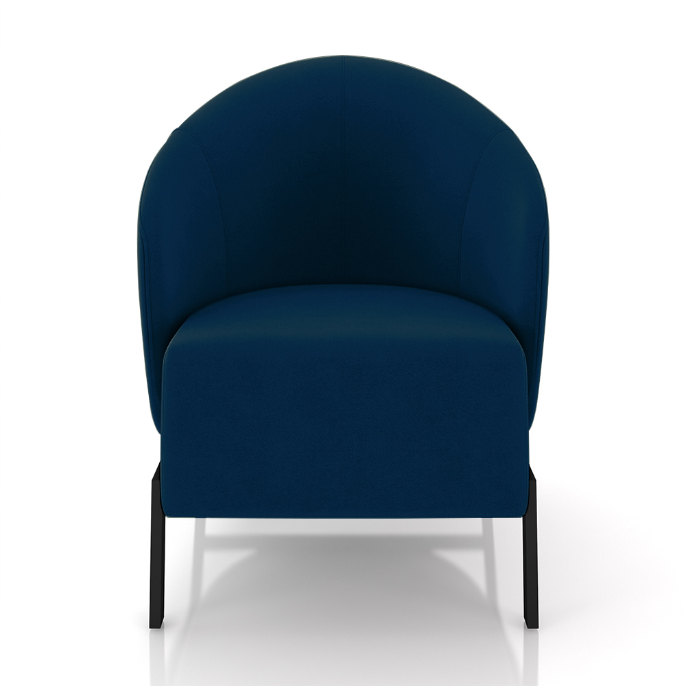 Kit 2 Poltronas Decorativa Sala de Estar kenya Pés em Ferro Veludo Preto/Azul G33 - Gran Belo