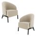 Kit 2 Poltronas Decorativa Sala de Estar kenya Pés em Ferro Veludo Preto/Bege G33 - Gran Belo