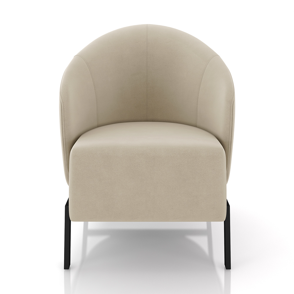 Kit 2 Poltronas Decorativa Sala de Estar kenya Pés em Ferro Veludo Preto/Bege G33 - Gran Belo