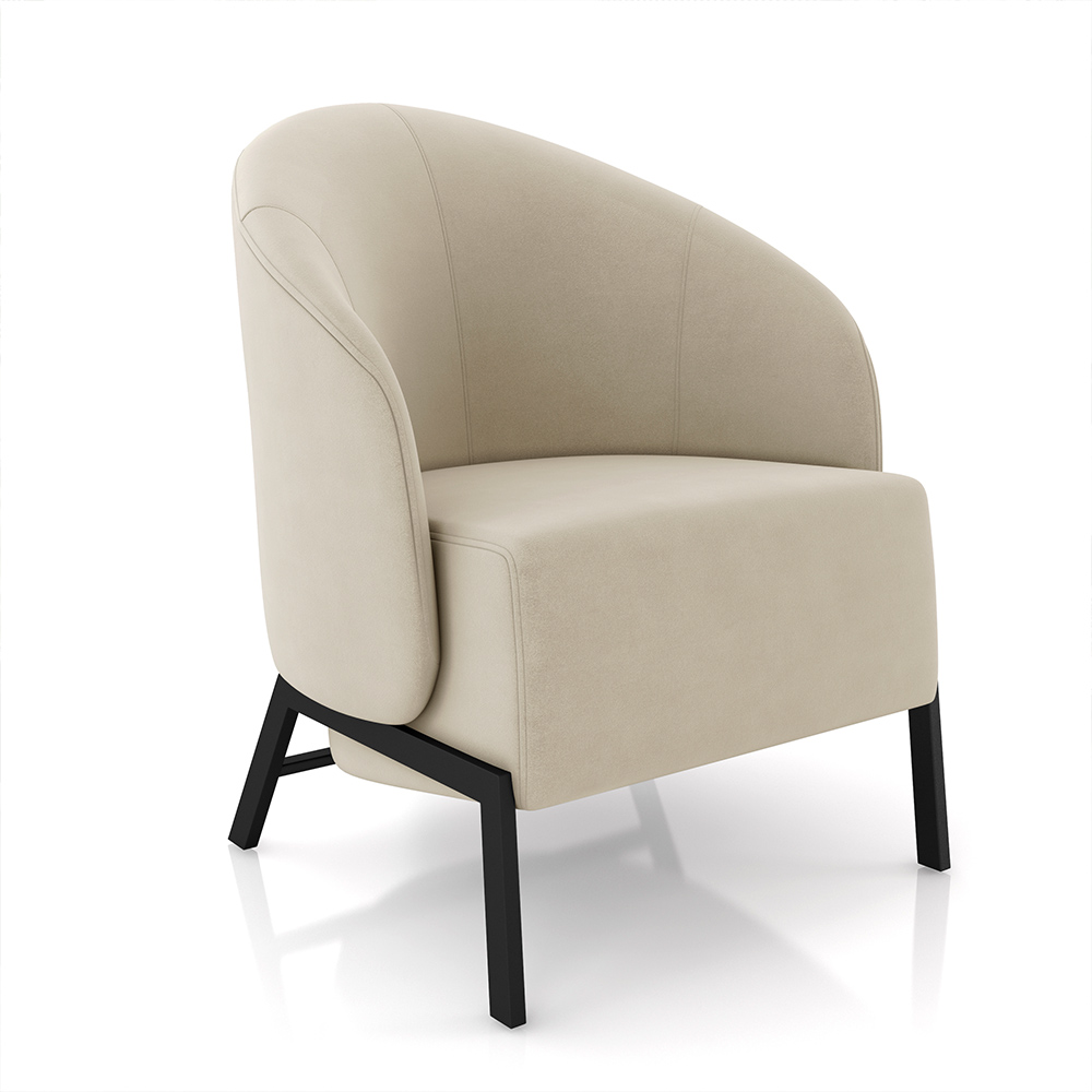 Kit 2 Poltronas Decorativa Sala de Estar kenya Pés em Ferro Veludo Preto/Bege G33 - Gran Belo