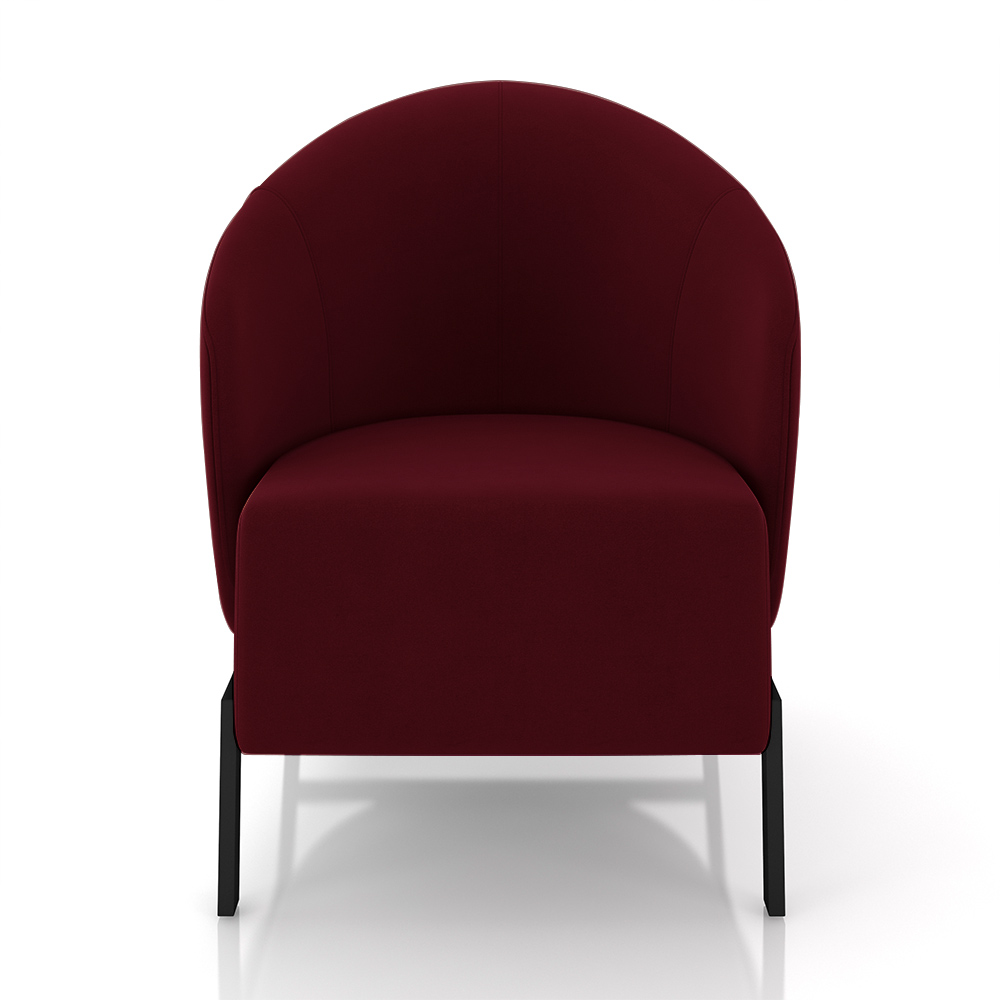Kit 2 Poltronas Decorativa Sala de Estar kenya Pés em Ferro Veludo Preto/Bordô G33 - Gran Belo