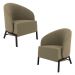 Kit 2 Poltronas Decorativa Sala de Estar kenya Pés em Ferro Veludo Preto/Castor G33 - Gran Belo