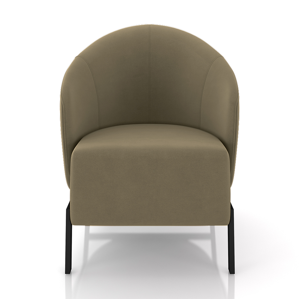 Kit 2 Poltronas Decorativa Sala de Estar kenya Pés em Ferro Veludo Preto/Castor G33 - Gran Belo