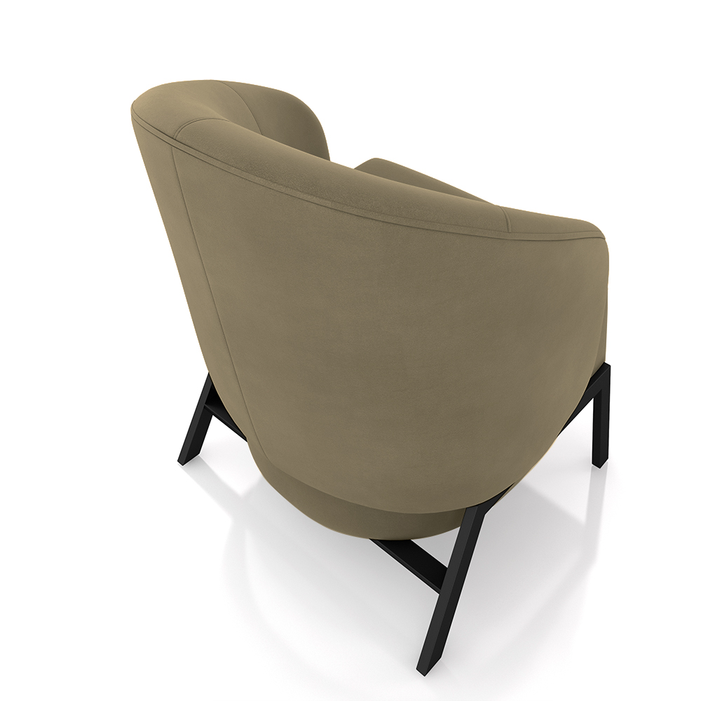 Kit 2 Poltronas Decorativa Sala de Estar kenya Pés em Ferro Veludo Preto/Castor G33 - Gran Belo