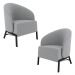 Kit 2 Poltronas Decorativa Sala de Estar kenya Pés em Ferro Veludo Preto/Cinza G33 - Gran Belo