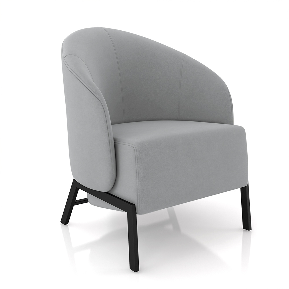 Kit 2 Poltronas Decorativa Sala de Estar kenya Pés em Ferro Veludo Preto/Cinza G33 - Gran Belo