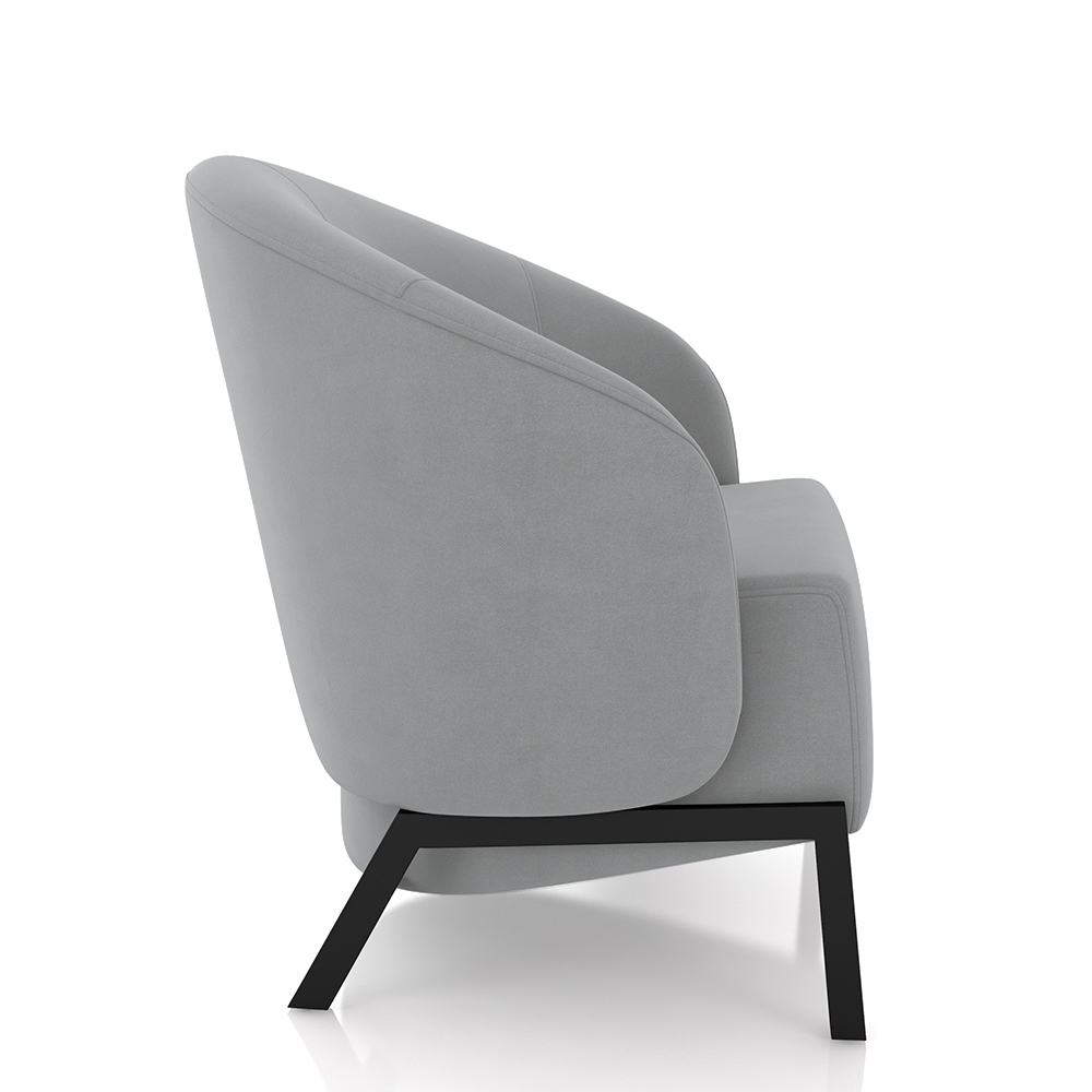 Kit 2 Poltronas Decorativa Sala de Estar kenya Pés em Ferro Veludo Preto/Cinza G33 - Gran Belo