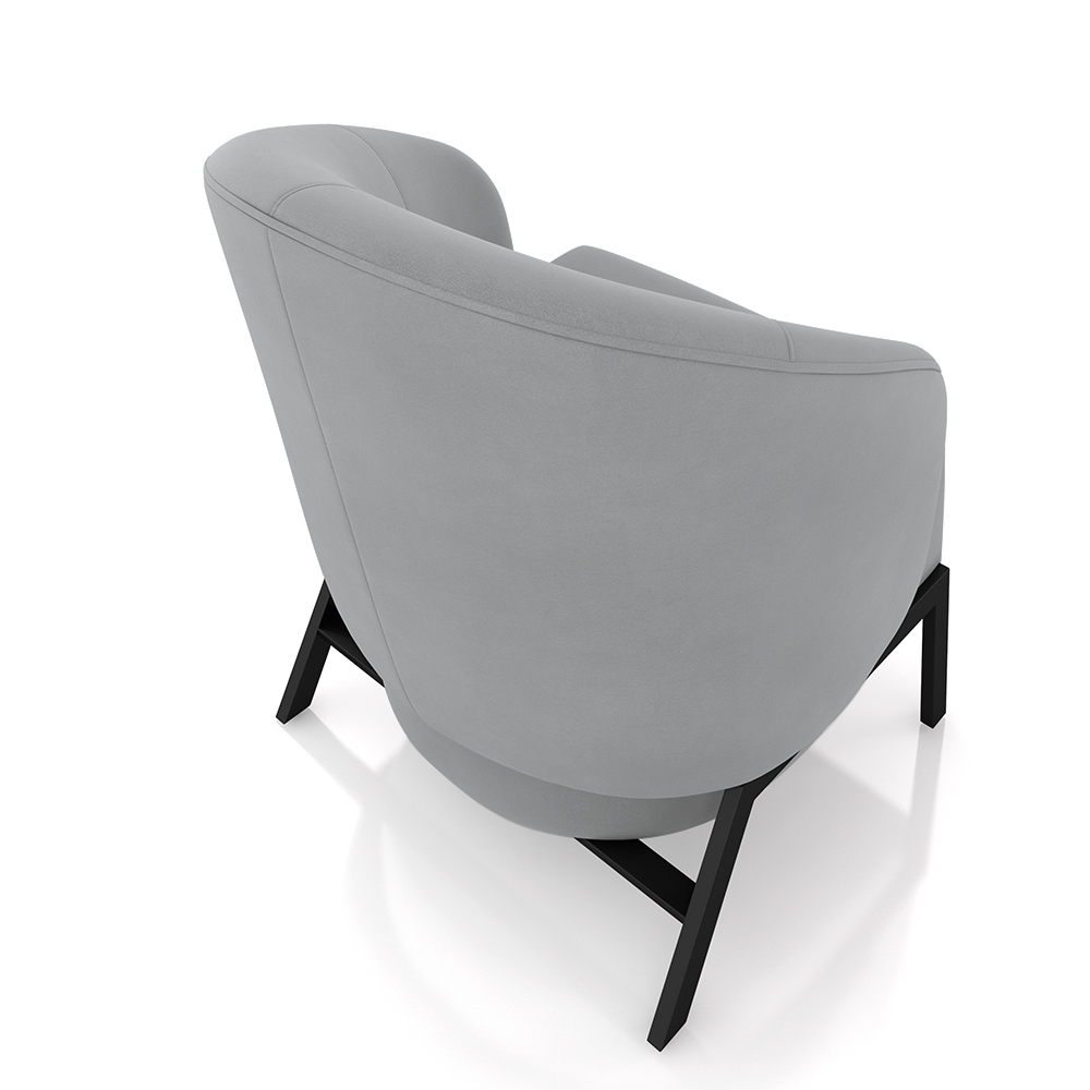 Kit 2 Poltronas Decorativa Sala de Estar kenya Pés em Ferro Veludo Preto/Cinza G33 - Gran Belo