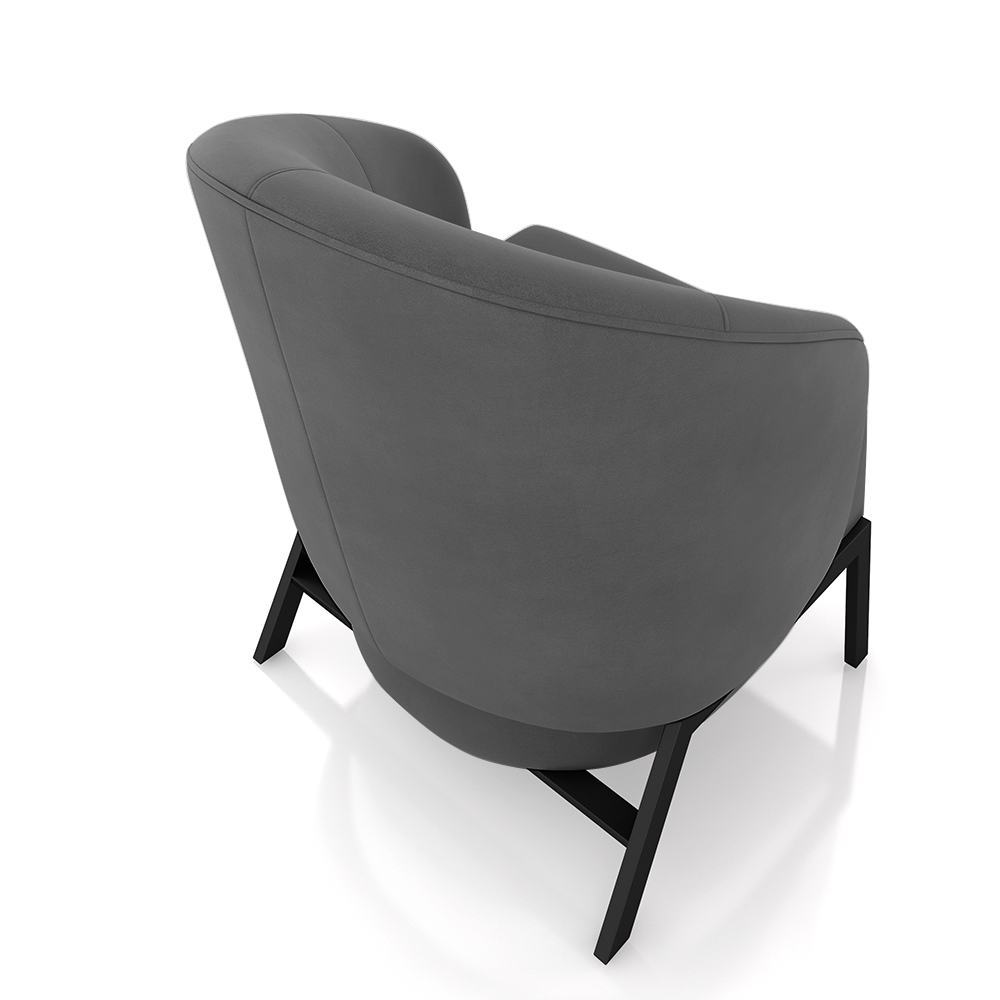 Kit 2 Poltronas Decorativa Sala de Estar kenya Pés em Ferro Veludo Preto/Grafite G33 - Gran Belo