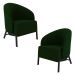 Kit 2 Poltronas Decorativa Sala de Estar kenya Pés em Ferro Veludo Preto/Verde G33 - Gran Belo