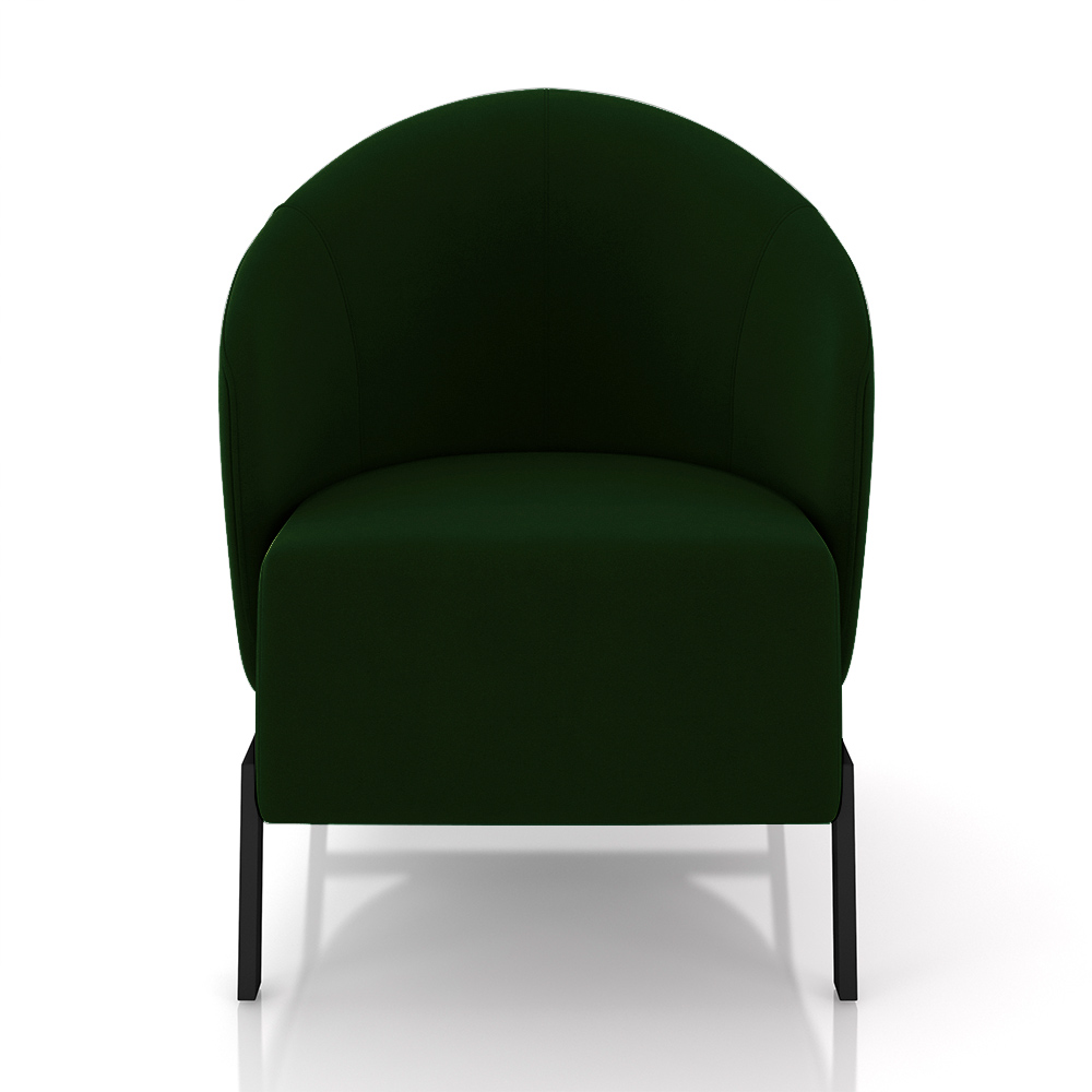 Kit 2 Poltronas Decorativa Sala de Estar kenya Pés em Ferro Veludo Preto/Verde G33 - Gran Belo