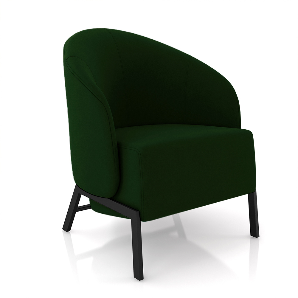 Kit 2 Poltronas Decorativa Sala de Estar kenya Pés em Ferro Veludo Preto/Verde G33 - Gran Belo