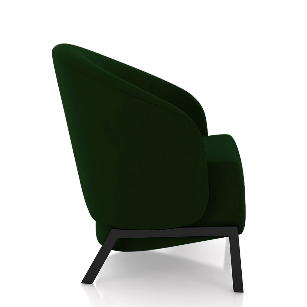 Kit 2 Poltronas Decorativa Sala de Estar kenya Pés em Ferro Veludo Preto/Verde G33 - Gran Belo