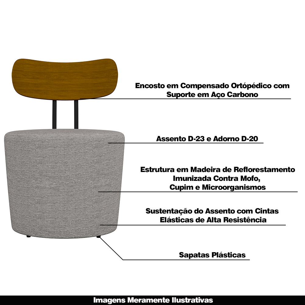 Kit 2 Poltronas Decorativas Addams Linho Cinza G45 - Gran Belo