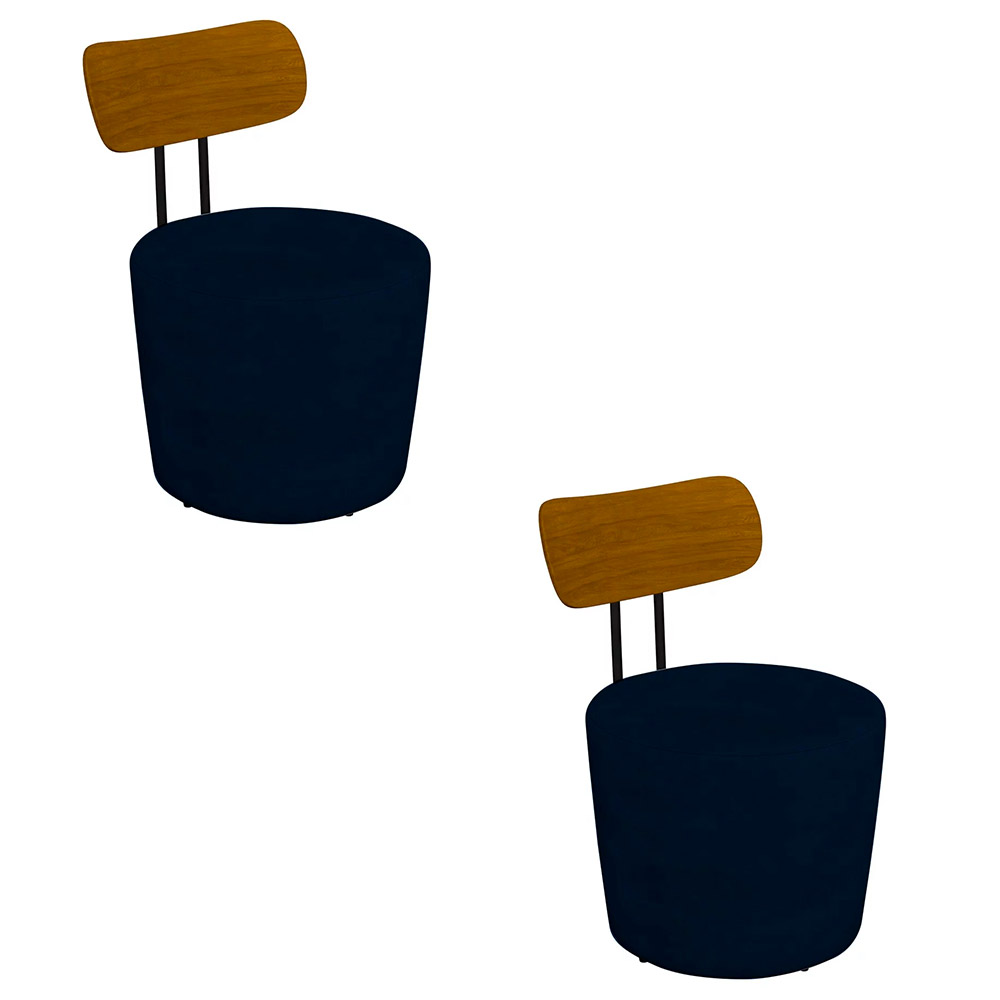 Kit 2 Poltronas Decorativas Addams Veludo Azul Marinho G45 - Gran Belo