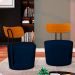 Kit 2 Poltronas Decorativas Addams Veludo Azul Marinho G45 - Gran Belo
