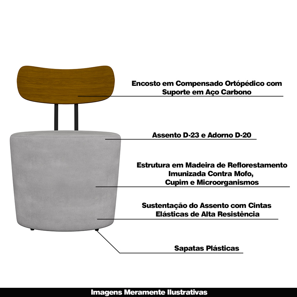 Kit 2 Poltronas Decorativas Addams Veludo Cinza G45 - Gran Belo
