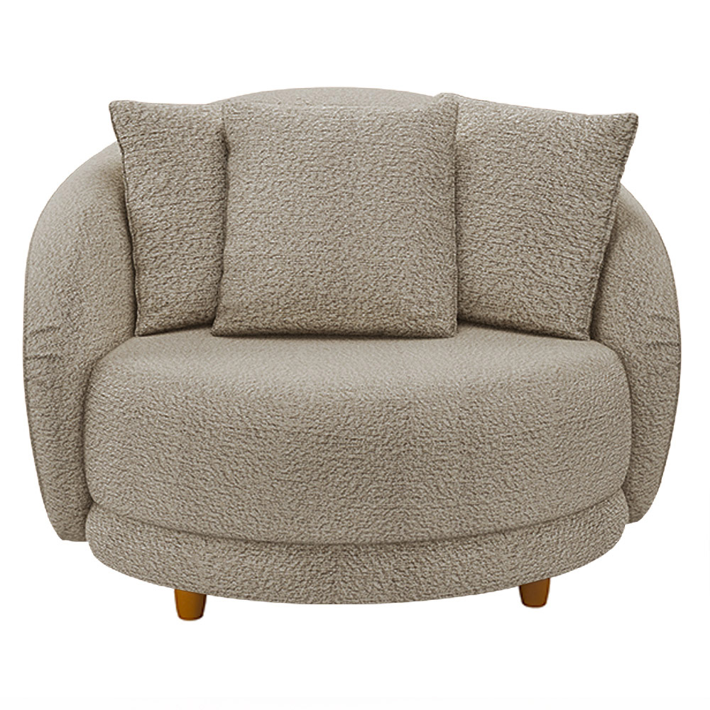 Kit 2 Poltronas Decorativas Base Fixa Galáxia com Almofadas Boucle Bege G45 - Gran Belo