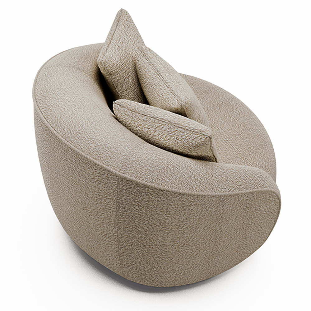 Kit 2 Poltronas Decorativas Base Fixa Galáxia com Almofadas Boucle Bege G45 - Gran Belo