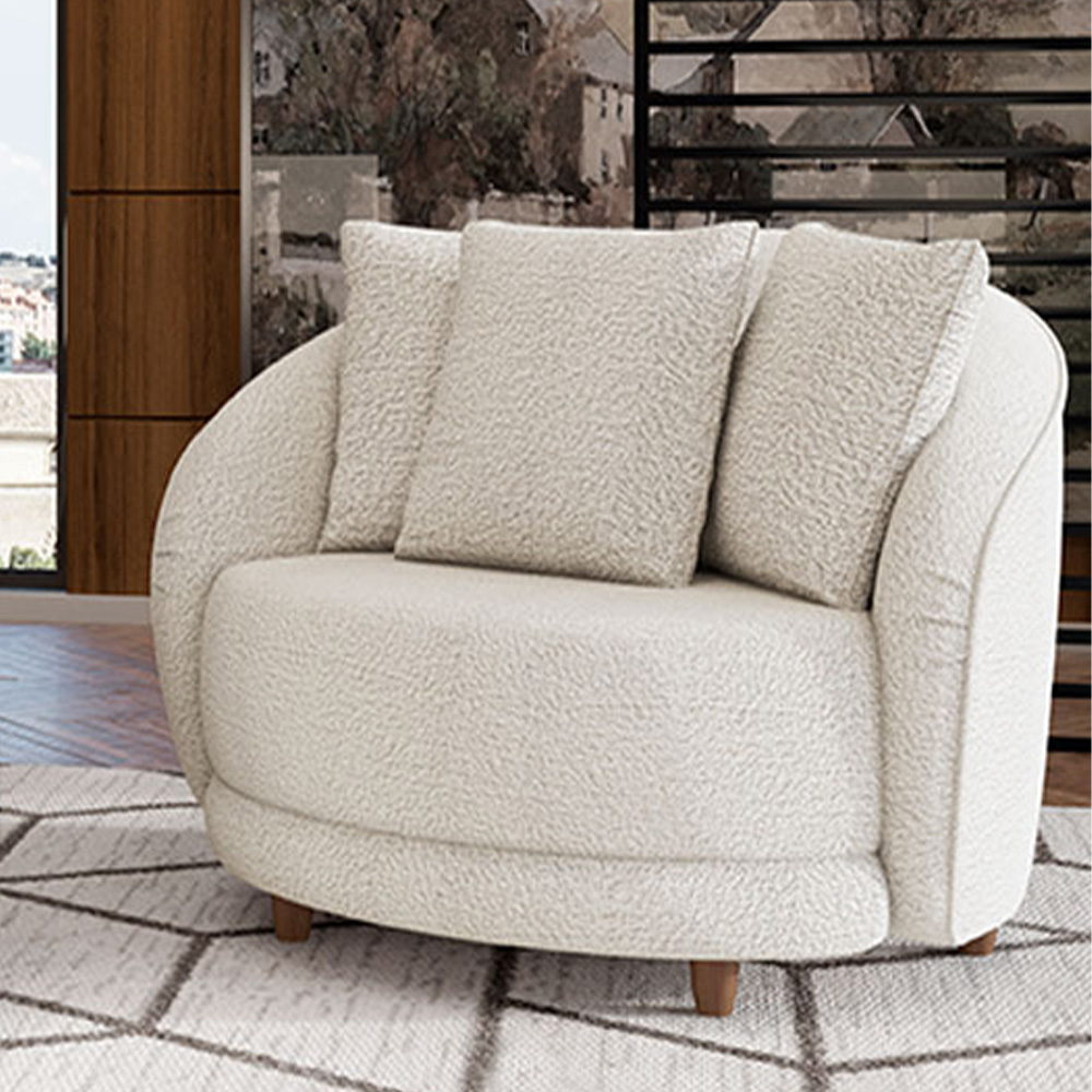 Kit 2 Poltronas Decorativas Base Fixa Galáxia com Almofadas Boucle Branco G45 - Gran Belo