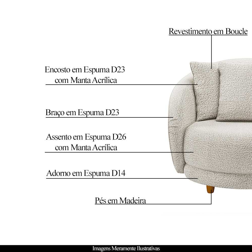 Kit 2 Poltronas Decorativas Base Fixa Galáxia com Almofadas Boucle Branco G45 - Gran Belo