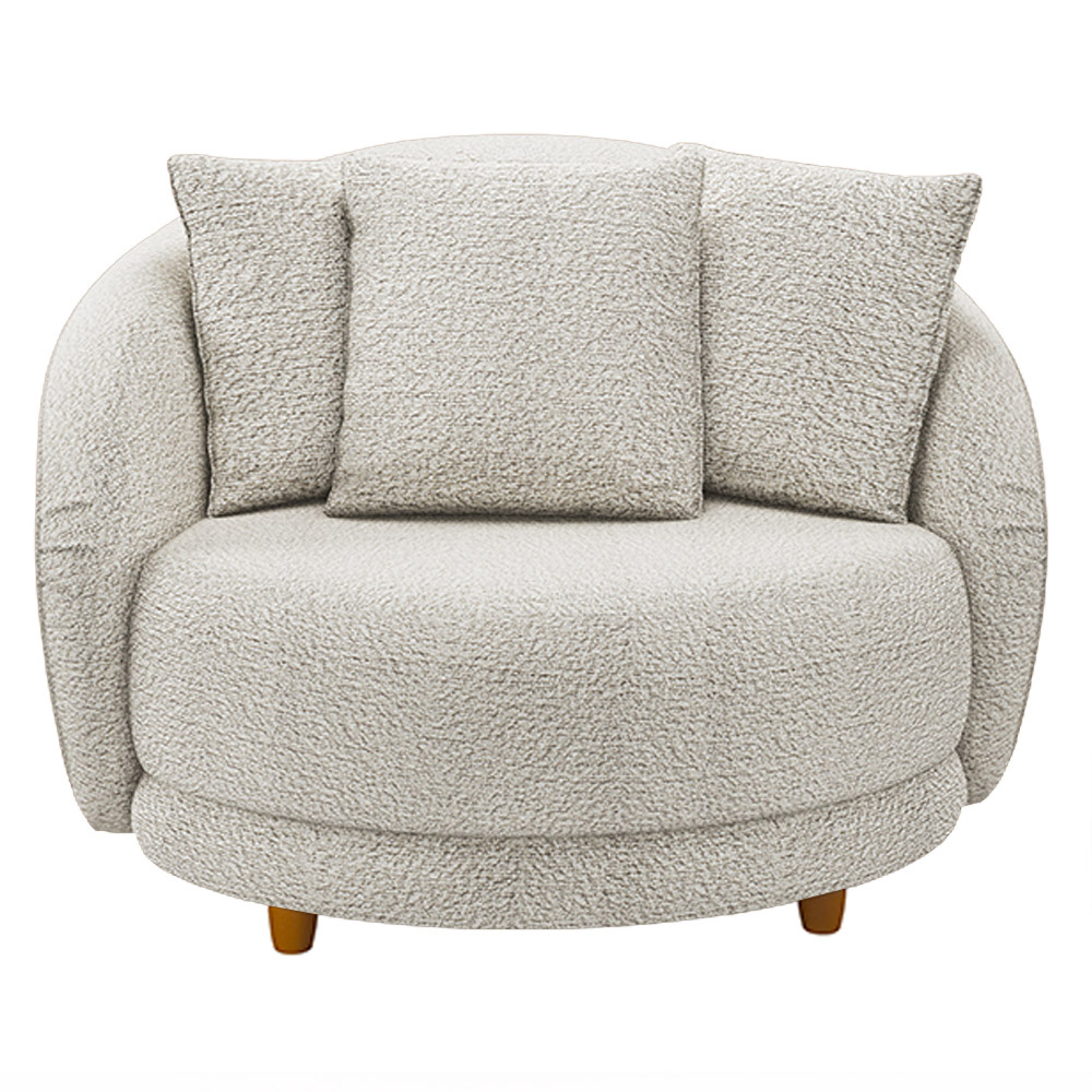 Kit 2 Poltronas Decorativas Base Fixa Galáxia com Almofadas Boucle Branco G45 - Gran Belo